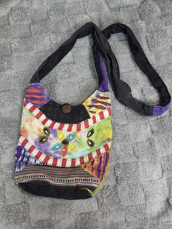 Rising International Handbags - Rising International Boho Multi-Color Embroidered Floral Hippie Crossbody Bag